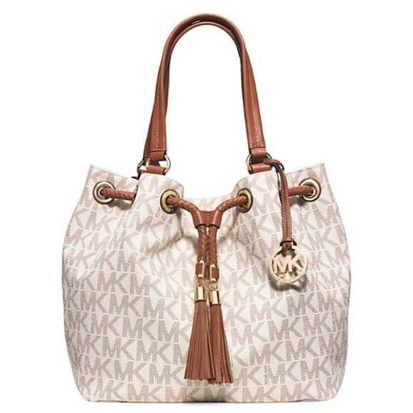 Michael Kors Handbags - MICHAEL KORS Signature Drawstring Shoulder Bag Bedford Mercer Fulton Tote Tan
